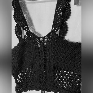 Sexy crochet cropped top black size M/L
